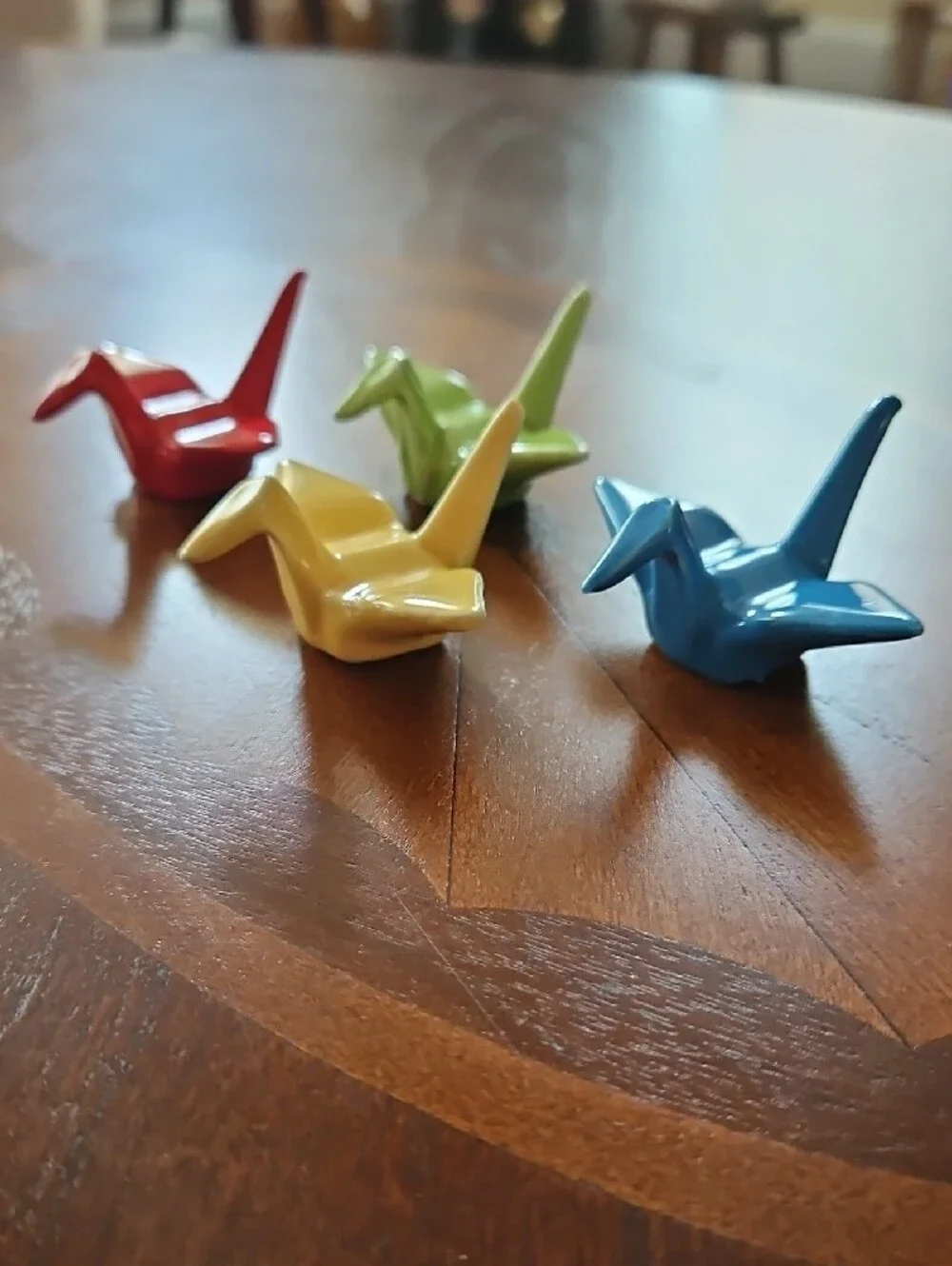Japanese Ceramic Origami Crane Chopstick Rests - Set of 4 (Multi-Color)